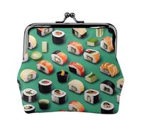 Sushi Food print Coin Purse Small Change Purse Card Holder Coin Pouch Small Wallet for Women and Men, Black, One Size, Vintage