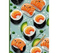 Sushi Friends Composition Notebook: College Ruled Journal with Cute Kawaii Sushi Roll Cover, 7.44 x 9.69", 110 Pages for School Notes and Creative Writing