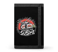 Sushi Japanese Food Cloth Wallet Card with Holder Trifold Pocket Slim Wallets