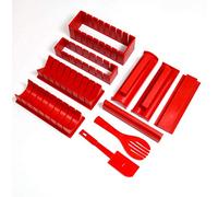 Sushi Maker Kit, DIY 10-Piece Sushi Tool Set Rice Cake roll Form Sushi Form DIY Sushi Set Sushi Rolls - Easy and Fun - Sushi roll Maker Maki roll Sushi Roller -red