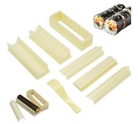 Sushi Making Kit 7Pcs Square, Round & Heart Shaped Sushi Mold with Spoon & Even Slot for Easy Cutting Plastic Maker for Household, Commercial