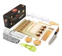 Sushi Making Kit Bazooka Roller Set with Sushi Knife, Bamboo Mats, Rice Mold, Rice Paddle, Spreader, Chopsticks, Avocado Slicer Easy DIY Sushi Maker Machine Professional Rolls Kits for Beginner