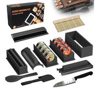Sushi Making Kit, Premium 12 Pcs DIY Sushi Tool Set With Rice Roll Mold, DIY Sushi Roller Tool, Sushi Tools with Bamboo Sushi Mats, Sushi Rice Roll Mold Shapes, Sushi Maker Set for Beginners Home