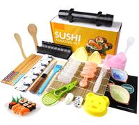 Sushi Making Kit Pro Sushi Maker Tools,Bazooker Roller with Guide Includes Bamboo Mat,Cutting Mold,Sushi Knife,Onigiri Mold,Chopsticks,Sauce Dishes,Rice Spreader&More All You Need DIY Sushi Gift