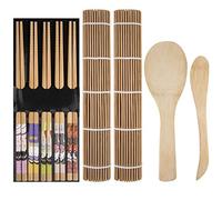 Sushi Making Tools Set Include Bamboo Sushi Rolling Mats Rice Paddle Spreader Chopsticks for Chef Beginner Kitchen DIY 9pcs