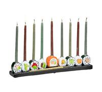 Sushi Menorah by Rite Lite | Funny Hanukkah Gifts Whimsical Hand Painted Realistic Menorah! Novelty Jewish Holiday Party Favors Candle Holder Festival of Lights Jewish & Japanese Gifts 12" L