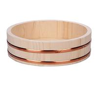 Sushi Mixing Bowl, Wooden Hangiri Oke Rice Bowl with Copper Bands for Sushi Restaurant and Home Kitchen - 45x11cm