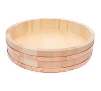 Sushi Mixing Bowl - Wooden Hangiri Rice Bowl for Japanese Sushi Restaurant & Home Kitchen, White Pine Wood with Copper Band, 48x12cm