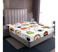Sushi Pattern Fitted Sheet Single Bed Sheet Set Japanese Style Bed Sheets For Kids Boys Girls Teens Food Theme Fitted Sheet Cute Cartoon Japanese Sushi