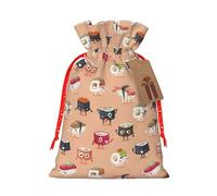 Sushi Pattern Kawaii Japanese-Style Christmas Drawstring Gift Bags Reusable Xmas Presents Storage Bags Party Favorstags 4.7 * 6.9inm