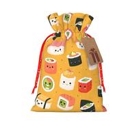 Sushi Pattern Kawaii Japanese-Style Christmas Drawstring Gift Bags Reusable Xmas Presents Storage Bags Party Favorstags 4.7 * 6.9inm