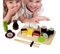 Sushi Play Food Set - Wooden Pretend Kitchen, Handmade Cooking Toy | Realistic Play Meal With Accessories, Learning Tools For Kids Boys Girls In Playroom, Classroom, Preschool, And Daycare
