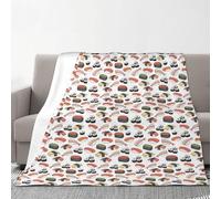 Sushi Print Flannel Blanket 70 X 80 In Cozy Warm Winter Throw Blanket Camping Or Travel
