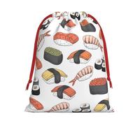 Sushi Print Present Bag, Reusable Organizer For Holiday Celebrations, Xmas Party Favors