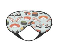 Sushi Print Silk Sleeping Mask with Adjustable Strap-Silk Eye Mask Soft Eye Cover,for Blocking Out Lights Sweet Sleep Travel Relax, Nap, Meditation