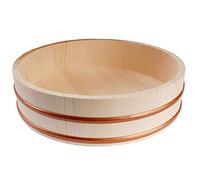 Sushi Rice Bowl Mixing Tub, Wooden Hangiri Oke with Copper Band, 39x9cm - Perfect for Sushi Restaurants and Home Cooking