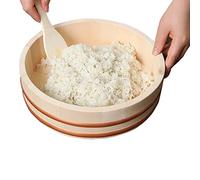 Sushi Rice Mixing Tub with Wooden Shovel - Round Cooling Bowl for Perfect Sushi & Bibimbap - 36x9cm, Ideal for Japanese Cooking & Meal Prep