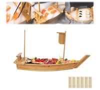 Sushi Serving Boat Tray, 80cm Wooden Sashimi Platter for Tempura Wagyu Oden Onigiri, Large Dinner Service
