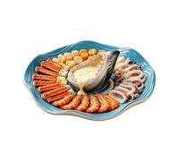 Sushi Serving Plate | Ceramic Funny Sauce Compartment Dish,Oceans Themed Condiment Dish | for Fish Taco Octopus Shrimp Sardine Burger Cheeseburger Cheese Sauce Snack Popcorn Food