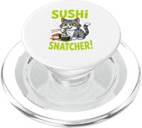 Sushi Snatcher - Funny Cartoon Cat Eating Sushi Design PopSockets PopGrip for MagSafe
