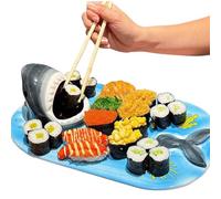 Sushi Tray Shark Sushi Plate - Funny Ceramic Tray For Nachos And Tacos With Stand - Shark Pattern Plate With Sauce Compartment | For Dumplings Fruits Parties Home Restaurant