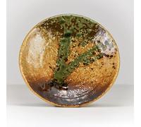 Sushisushi Shigaraki Oribe Brown Side Plate 165×30mm (Made in Japan)