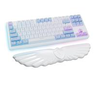 Sushret Angel Wing Cloud Keyboard Wrist Rest, Soft Leather Memory Foam Keyboard Wrist Support for Pain Relief, Ergonomic Anti-Slip Cute Computer Palm Rest for PC Gaming/Laptop/Hand Pad (1-Wing White)