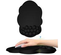 Sushret Cloud Ergonomic Mouse Pad Wrist Support, Cloud Wrist Rest Large Ergonomic Mousepad Cute, Ergo Desk Wrist Pad with Massage Design&Memory Foam&Non-Slip PU Base (Black Fabric)