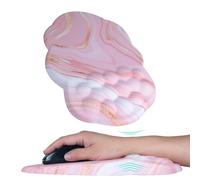 Sushret Cloud Ergonomic Mouse Pad Wrist Support, Cloud Wrist Rest Large Ergonomic Mousepad Cute, Ergo Desk Wrist Pad with Massage Design&Memory Foam&Non-Slip PU Base (Marble Rose Gold Pink)