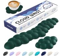Sushret Cloud Wrist Rest for Keyboard and Mouse, Memory Foam PU Leather Keyboard Wrist Rest with Ergonomic Support, Non-Slip Base, Cute Arm Rest Pad & Palm Cushion, Office Desk Accessory, Dark Green