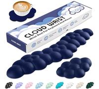 Sushret Cloud Wrist Rest for Keyboard and Mouse, Memory Foam PU Leather Keyboard Wrist Rest with Ergonomic Support, Non-Slip Base, Cute Arm Rest Pad & Palm Cushion, Office Desk Accessory, Dark Blue