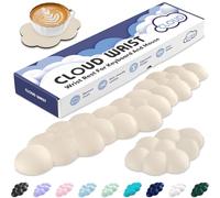 Sushret Cloud Wrist Rest for Keyboard and Mouse, Memory Foam PU Leather Keyboard Wrist Rest with Ergonomic Support, Non-Slip Base, Cute Arm Rest Pad & Palm Cushion, Office Desk Accessory, Beige