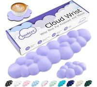 Sushret Cloud Wrist Rest Keyboard, Cloud Keyboard Wrist Pad Set with PU Leather Memory Foam, Cute Arm Rest for Palm Support, PC/Gaming Desk Accessories/Office Setup/Computer Hand Cushion - Purple