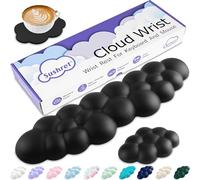 Sushret Cloud Wrist Rest Keyboard, Cloud Keyboard Wrist Pad Set with PU Leather Memory Foam, Cute Arm Rest for Palm Support, PC/Gaming Desk Accessories/Office Setup/Computer Hand Cushion - Black