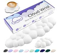 Sushret Cloud Wrist Rest Keyboard, Cloud Keyboard Wrist Pad Set with PU Leather Memory Foam, Cute Arm Rest for Palm Support, PC/Gaming Desk Accessories/Office Setup/Computer Hand Cushion - White