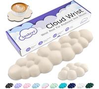 Sushret Cloud Wrist Rest Keyboard, Cloud Keyboard Wrist Pad Set with PU Leather Memory Foam, Cute Arm Rest for Palm Support, PC/Gaming Desk Accessories/Office Setup/Computer Hand Cushion- Beige