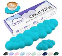 Sushret Cloud Wrist Rest Keyboard, Cloud Keyboard Wrist Pad Set with PU Leather Memory Foam, Cute Arm Rest for Palm Support, PC/Gaming Desk Accessories/Office Setup/Computer Hand Cushion- Scuba Blue