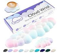 Sushret Cloud Wrist Rest Keyboard, Cloud Keyboard Wrist Pad Set with PU Leather Memory Foam, Cute Arm Rest for Palm Support, PC/Gaming Desk Accessories/Office Setup/Computer Hand Cushion - Rainbow
