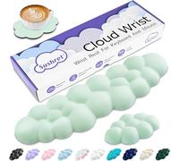 Sushret Cloud Wrist Rest Keyboard, Cloud Palm Rest Set with PU Leather Memory Foam, Cute Keyboard Rest for Wrist Support and Arm Rest, Desk Cloud Wrist Pad for PC/Gaming/Laptop/Computer-Light Green