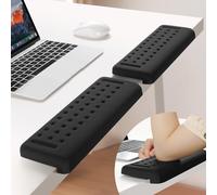 Sushret L-Shaped Desk Elbow Pad for Desk, 2-Pack Memory Foam Elbow Rest & Cushion for Table Edge Support, Non-Slip Ergonomic Armrest for Palm, Wrist & Forearm, Office Home, Separate Design,Black