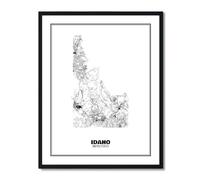 Susie Arts 11X14 Unframed Idaho State Abstract Street Road Map Art Print Poster Wall Decor Home Office School sds010
