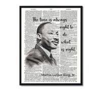 Susie Arts 8X10 Unframed Inspirational Martin Luther King Quote Vintage Dictionary Art Print Time is Always Right Motivational Positive Affirmations MLK Quotes V859