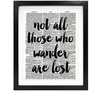 Susie Arts 8X10 Unframed Not All Those Who Wander Are Lost Typography Upcycled Vintage Dictionary Art Print Book Art Print Home Decor Quote Wall Art V050