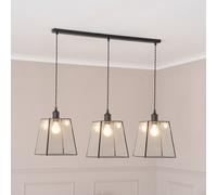 ValueLights Susie Glass Lantern Matte Black 3 Drop Ceiling Light