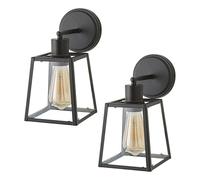 Susie Pair of Glass Lantern Single Arm Wall Lights ValueLights Black One Size