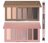 SUSIKEKI 2PCS 6 Colors Mini Eyeshadow Palette Makeup Set Neutral Nude Eye Shadow Pink & Brown Matte Shimmer Make Up Pallet with Mirror Highly Pigmented Travel Size Gift Kit