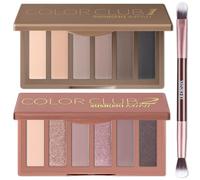 SUSIKEKI 2PCS 6 Colors Mini Eyeshadow Palette Makeup Set Neutral Nude Eye Shadow Pink & Brown Matte Shimmer Make Up Pallet with Mirror Highly Pigmented Travel Size Gift Kit