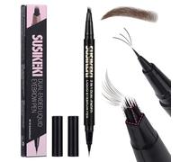 SUSIKEKI Dual Ended Microblading Eyebrow Pen - 2 in 1 Liquid Eyebrow Pencil with Brow-Fection Angled Brush & Precise Detail Brush-Tip, Shapes & Fills Hair-Like Brows, Lasts All-Day, Black Brown