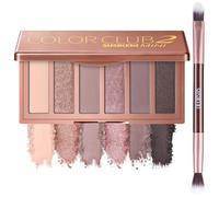 SUSIKEKI Neutral Eyeshadow Palette with Brush, 6-Color Mini Matte and Shimmer Eye Shadow Palette, Rosy Pink Nude Shades, Highly Pigmented Ultra Blendable, Long Lasting for Daily Looks