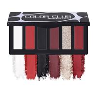 SUSIKEKI Red Eyeshadow Palette with Mirror Sliver Red Black Tones Matte Shimmer 6 Colors Mini Eye Shadow Pallet Travel Size Highly Pigmented for Joker Vampire Clown Goth Halloween Christmas Makeup